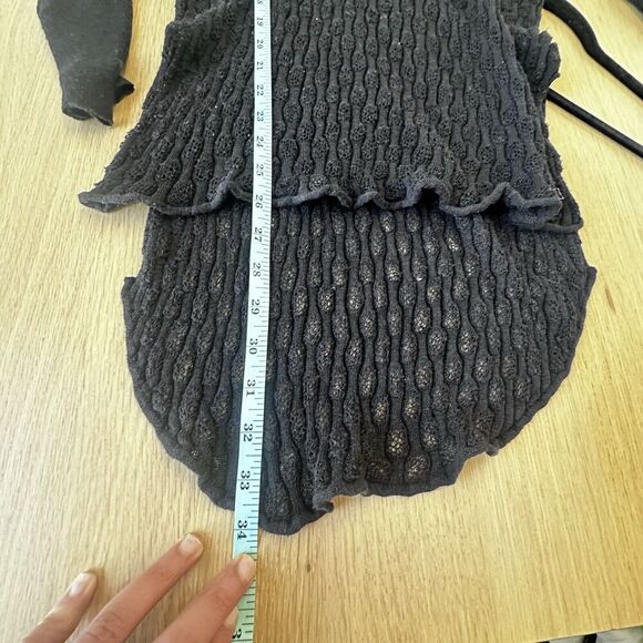 Free People Black Lace Stretchy Y2K Sweater Tunic Size XS 1538 - Picture 10 of 12